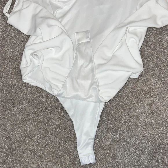 Zara Elegant White Draped Bodysuit - Picture 5 of 5